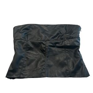 NWT Zara Black Faux Leather Strapless Top Size XL